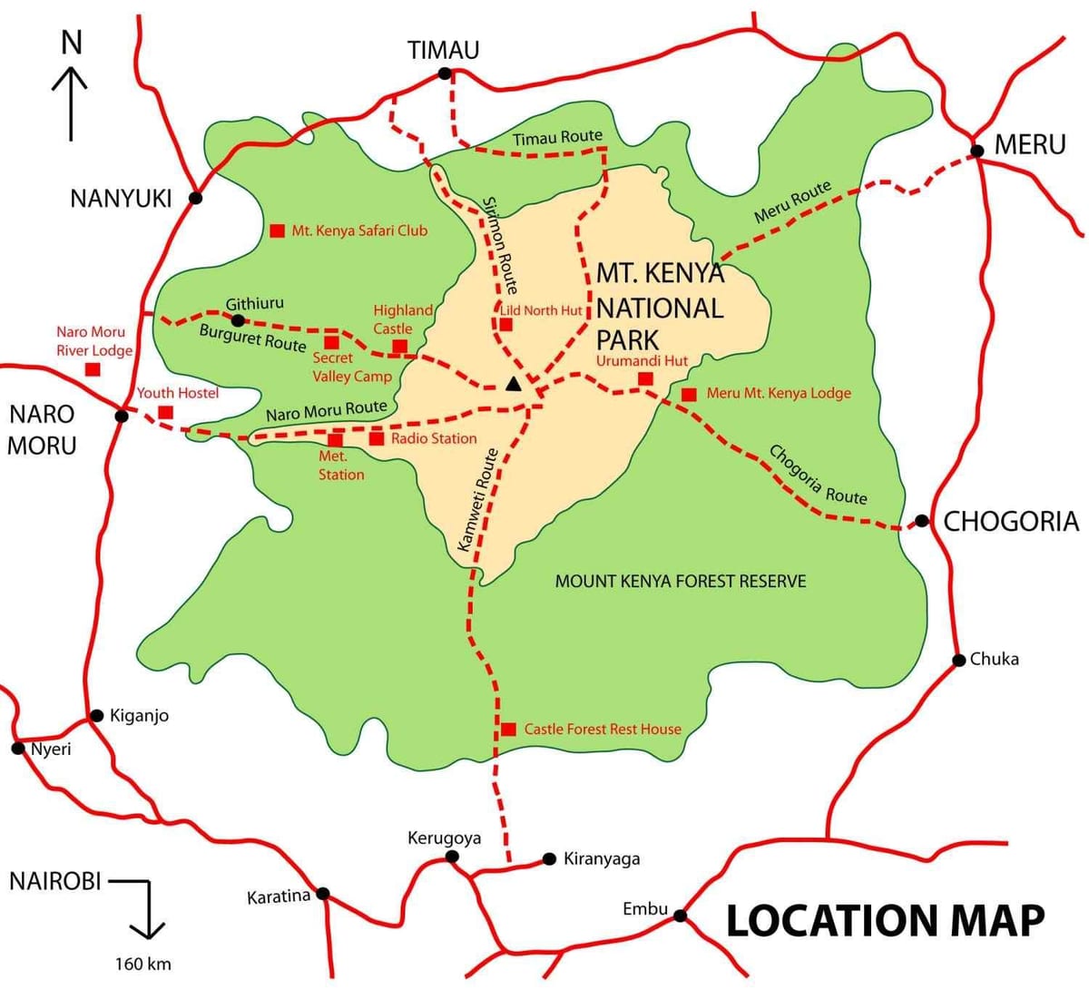 kort af mount Kenýa
