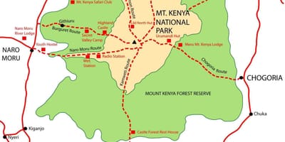 Kort af mount Kenýa