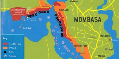 Kort af mombasa Kenýa